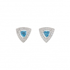White Gold Topaz and Diamond Earrings
